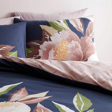 Catherine Lansfield Opulent Floral Reversible Easy Care Duvet Cover Set, Navy, Single 2 Catherine Lansfield Opulent Floral Reversible Easy Care Duvet Cover Set, Navy, Single - Image 2