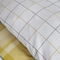 Catherine Lansfield Brushed Tartan Check Reversible Duvet Cover Set, Ochre, Single -Furn. Shop 69441958 4