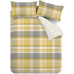 Catherine Lansfield Brushed Tartan Check Reversible Duvet Cover Set, Ochre, Single -Furn. Shop 69441958 5