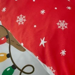 Catherine Lansfield Slothy Christmas Reversible Easy Care Duvet Cover Set, Grey, Single -Furn. Shop 69442007 4