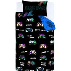 Catherine Lansfield Kids Game Over Reversible Easy Care Duvet Cover Set, Black, Single -Furn. Shop 69442031 5