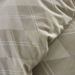 Catherine Lansfield Geometric Brushed Argyle Duvet Cover Set Natural Single -Furn. Shop 69700501 4