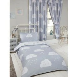 Bedding & Beyond Happy Clouds Duvet Cover Set (Junior) (Grey/White)