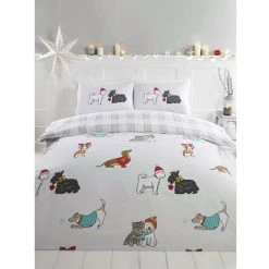 Rapport Winter Tails Dogs Duvet Cover Set (Single) (White/Grey)