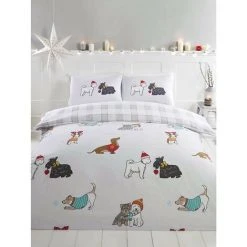 Rapport Winter Tails Dogs Duvet Cover Set (Single) (White/Grey) -Furn. Shop 70357485 3