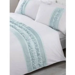 Rapport Tilly Pintuck Duvet Cover Set (King) (Duck Egg Blue)