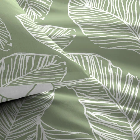 Fusion Matteo Botanical Palm Leaf Print Easy Care Reversible Duvet Cover Set, Green, Single 2 Fusion Matteo Botanical Palm Leaf Print Easy Care Reversible Duvet Cover Set, Green, Single - Image 2
