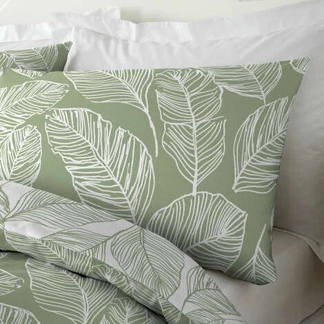 Fusion Matteo Botanical Palm Leaf Print Easy Care Reversible Duvet Cover Set, Green, Single 3 Fusion Matteo Botanical Palm Leaf Print Easy Care Reversible Duvet Cover Set, Green, Single - Image 3