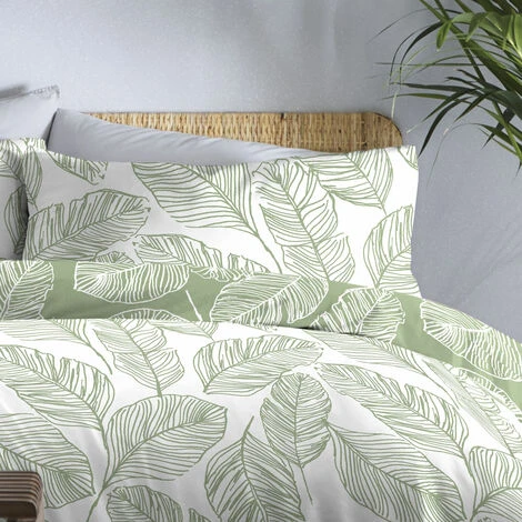 Fusion Matteo Botanical Palm Leaf Print Easy Care Reversible Duvet Cover Set, Green, Single 4 Fusion Matteo Botanical Palm Leaf Print Easy Care Reversible Duvet Cover Set, Green, Single - Image 4