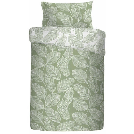 Fusion Matteo Botanical Palm Leaf Print Easy Care Reversible Duvet Cover Set, Green, Single 5 Fusion Matteo Botanical Palm Leaf Print Easy Care Reversible Duvet Cover Set, Green, Single - Image 5