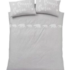 Catherine Lansfield Snuggle Polar Bear Duvet Cover Set Stone Grey Single -Furn. Shop 71162722 5