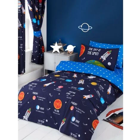 Bedding & Beyond The Sky Is The Limit Space Duvet Cover Set (Single) (Blue) 4 Bedding & Beyond The Sky Is The Limit Space Duvet Cover Set (Single) (Blue) - Image 4