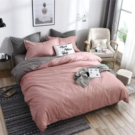 Bedding Set 200 X 200 Cm Old Pink Gray Anthracite Plain Reversible Bed Linen 100% Soft Pleasant Microfiber - 1 Duvet Cover 200 X 200 Cm + 2 Pillow Cases 80 X 80 Zipper Pink Gray 220x240cm+2x50x70cm 2 Bedding Set 200 X 200 Cm Old Pink Gray Anthracite Plain Reversible Bed Linen 100% Soft Pleasant Microfiber - 1 Duvet Cover 200 X 200 Cm + 2 Pillow Cases 80 X 80 Zipper Pink Gray 220x240cm+2x50x70cm - Image 2