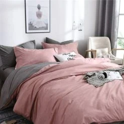 Bedding Set 200 X 200 Cm Old Pink Gray Anthracite Plain Reversible Bed Linen 100% Soft Pleasant Microfiber - 1 Duvet Cover 200 X 200 Cm + 2 Pillow Cases 80 X 80 Zipper Pink Gray 220x240cm+2x50x70cm 7 Bedding Set 200 X 200 Cm Old Pink Gray Anthracite Plain Reversible Bed Linen 100% Soft Pleasant Microfiber - 1 Duvet Cover 200 X 200 Cm + 2 Pillow Cases 80 X 80 Zipper Pink Gray 220x240cm+2x50x70cm -Furn. Shop 71404015 3