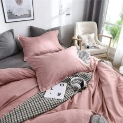 Bedding Set 200 X 200 Cm Old Pink Gray Anthracite Plain Reversible Bed Linen 100% Soft Pleasant Microfiber - 1 Duvet Cover 200 X 200 Cm + 2 Pillow Cases 80 X 80 Zipper Pink Gray 220x240cm+2x50x70cm 9 Bedding Set 200 X 200 Cm Old Pink Gray Anthracite Plain Reversible Bed Linen 100% Soft Pleasant Microfiber - 1 Duvet Cover 200 X 200 Cm + 2 Pillow Cases 80 X 80 Zipper Pink Gray 220x240cm+2x50x70cm -Furn. Shop 71404015 5