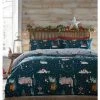 Portfolio Home Christmas Gonks Village Duvet Cover Set Green Single Reversible