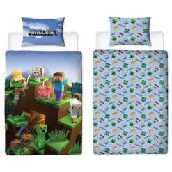 Minecraft Epic Duvet Cover Set (Single) (Green/Blue)
