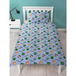 Minecraft Epic Duvet Cover Set (Single) (Green/Blue) -Furn. Shop 72451610 5
