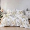 Duvet Cover Set 220x240 Cm 2 Persons And 2 X Pillowcases 50x75 Cm 100% Microfiber Bed Linen Set Tropical Botanical Golden Tropical Leaves Pattern With Zipper Closure, White Gold