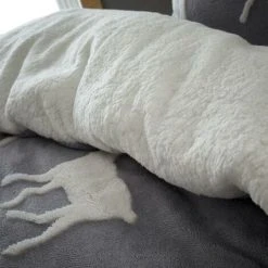 Catherine Lansfield Christmas Stag Sherpa Jacquard Duvet Cover Set Grey Single -Furn. Shop 76018727 3