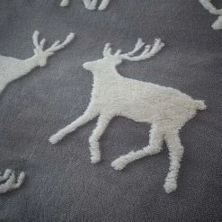 Catherine Lansfield Christmas Stag Sherpa Jacquard Duvet Cover Set Grey Single -Furn. Shop 76018727 4