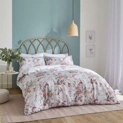 Catherine Lansfield Dried Flowers Grey Floral Duvet Cover Set Single Bedding Set