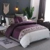 Bedding Set 220x240cm Courtly Purple Gray Microfiber Duvet Cover Reversible Bed Linen Soft Touch Bed Cover With Zipper 2 Pillowcases