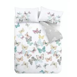 Catherine Lansfield Scatter Butterfly Reversible Easy Care Duvet Cover Set, Grey, Double -Furn. Shop 79247832 5