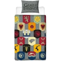 Game Of Thrones Icons Duvet Cover Set (Single) (Grey)