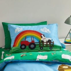 Catherine Lansfield Farmyard Animal Duvet Cover Set Blue Junior/Toddler Kids Bedding Reversible 6 Catherine Lansfield Farmyard Animal Duvet Cover Set Blue Junior/Toddler Kids Bedding Reversible -Furn. Shop 82815196 3