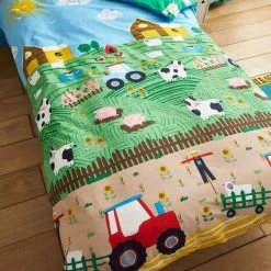 Catherine Lansfield Farmyard Animal Duvet Cover Set Blue Junior/Toddler Kids Bedding Reversible 7 Catherine Lansfield Farmyard Animal Duvet Cover Set Blue Junior/Toddler Kids Bedding Reversible -Furn. Shop 82815196 4