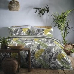 Fusion Tropical Print Easy Care Reversible Duvet Cover Set, Ochre, Single