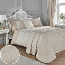 Dreams & Drapes Imelda Floral Woven Jacquard Cotton Rich Duvet Cover Set, Ivory, Single -Furn. Shop 85483403 4