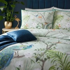Soiree Peacock Jungle Print 100% Cotton 200 Thread Count Duvet Cover Set, Green, Double -Furn. Shop 87105959 3