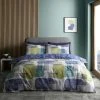 Catherine Lansfield Layered Geo Print Easy Care Reversible Duvet Cover Set, Navy/Green, Single
