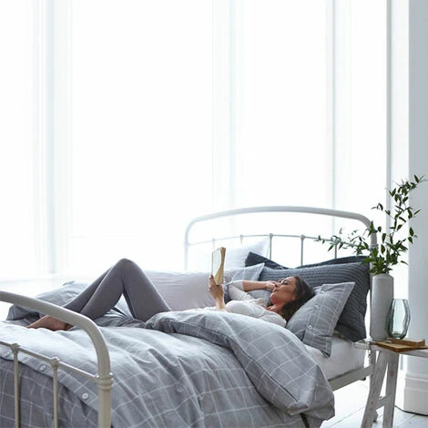 Bianca Cotton Soft Brushed Cotton Duvet Cover And Pillowcase Set, Grey, Double 2 Bianca Cotton Soft Brushed Cotton Duvet Cover And Pillowcase Set, Grey, Double - Image 2