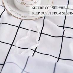 Black And White Checked Duvet Cover 200x200 + 2 Pillowcase 5075 Cm - Microfiber Adult Double Bed Set - Printed Checked Bed Linen With Zipper -Furn. Shop 89794841 3