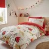 Catherine Lansfield Christmas Jungle Bells Cotton Rich Easy Care Duvet Cover Set, Natural, Double