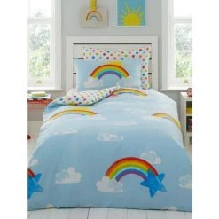 Sunny Rainbow Duvet Cover Set (Single) (Blue/White)