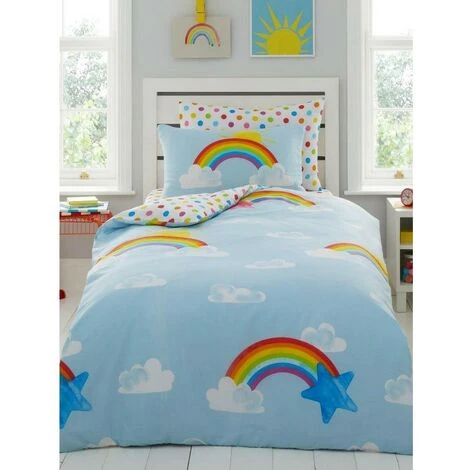 Sunny Rainbow Duvet Cover Set (Single) (Blue/White) 1 Sunny Rainbow Duvet Cover Set (Single) (Blue/White)