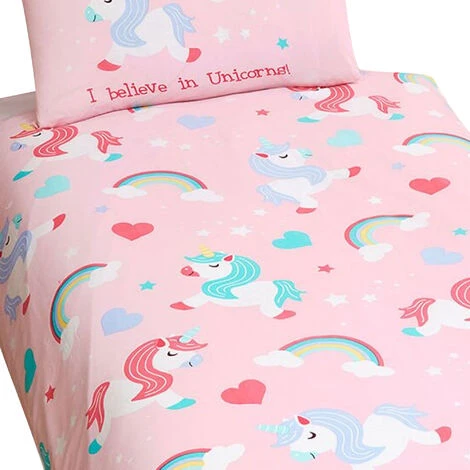 Bedding & Beyond Childrens/Kids I Believe In Unicorns Duvet Cover Set (Single) (Pink) 3 Bedding & Beyond Childrens/Kids I Believe In Unicorns Duvet Cover Set (Single) (Pink) - Image 3