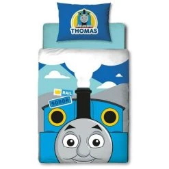 Thomas And Friends Childrens/Kids Peekaboo Duvet Cover Set (Junior) (Blue)