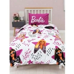 Barbie Stars Duvet Cover Set (Single) (White/Pink/Black)