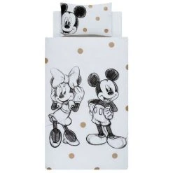 Disney Cotton Mickey & Minnie Mouse Duvet Cover Set (Single) (Black/White)