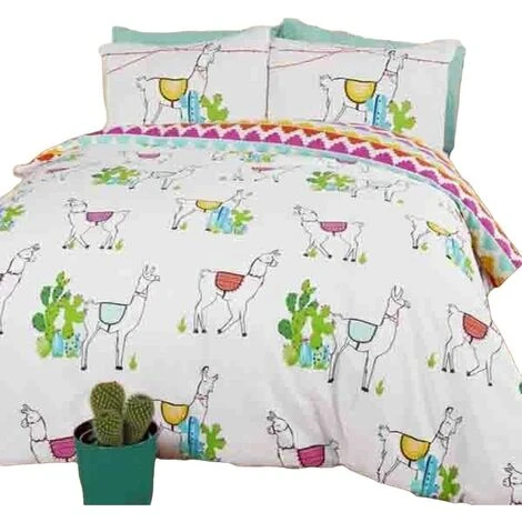Rapport Happy Llamas Duvet Cover Set (Single) (Multicoloured) 1 Rapport Happy Llamas Duvet Cover Set (Single) (Multicoloured)
