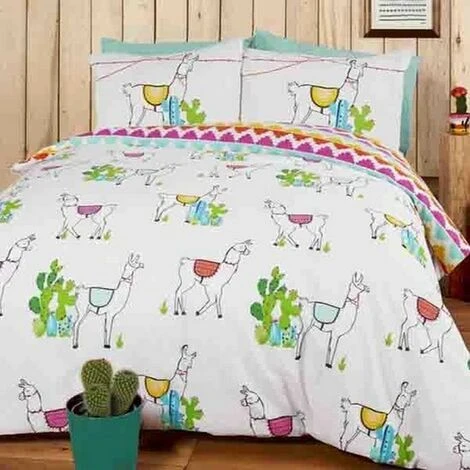 Rapport Happy Llamas Duvet Cover Set (Single) (Multicoloured) 2 Rapport Happy Llamas Duvet Cover Set (Single) (Multicoloured) - Image 2