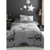 Space T-Rex Duvet Cover Set (Single) (Black/Grey/White)