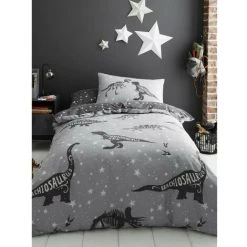 Space T-Rex Duvet Cover Set (Single) (Black/Grey/White)