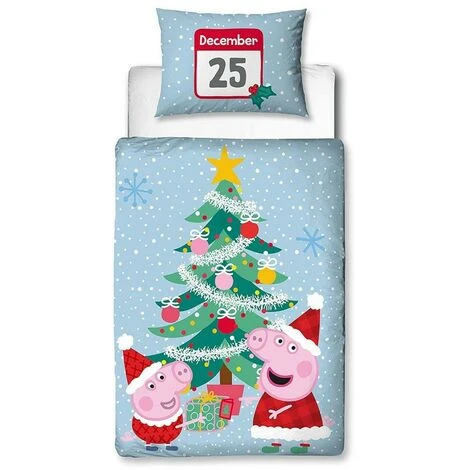 Peppa Pig Santa Claus Christmas Duvet Cover Set (Toddler) (Blue/Red/Green) 2 Peppa Pig Santa Claus Christmas Duvet Cover Set (Toddler) (Blue/Red/Green) - Image 2
