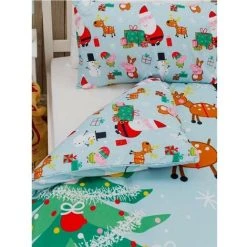 Peppa Pig Santa Claus Christmas Duvet Cover Set (Toddler) (Blue/Red/Green) 9 Peppa Pig Santa Claus Christmas Duvet Cover Set (Toddler) (Blue/Red/Green) -Furn. Shop 95897842 5